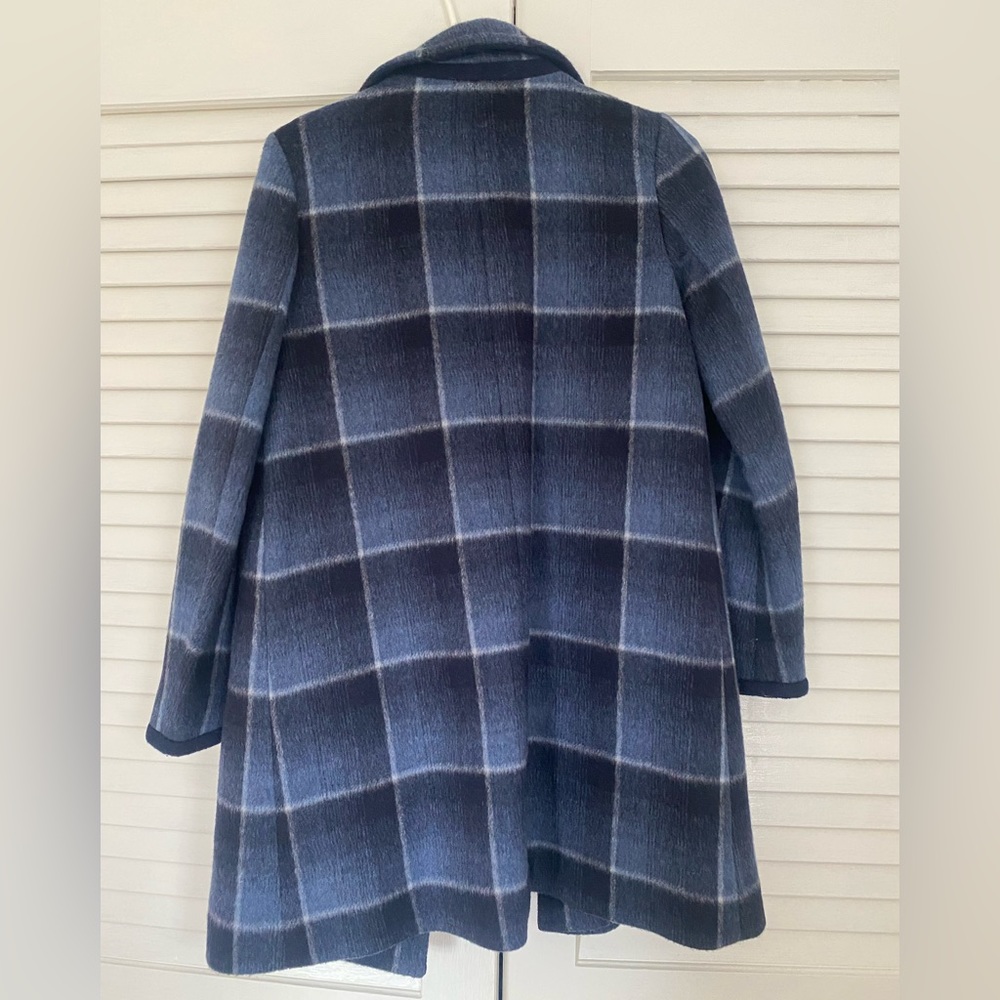 Club Monaco Italian Wool Blue Plaid Coat - Picture 4 of 6